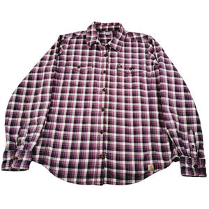 Carhartt Women's Button-Up Long-Sleeved Shirt Purple XL (16/18)